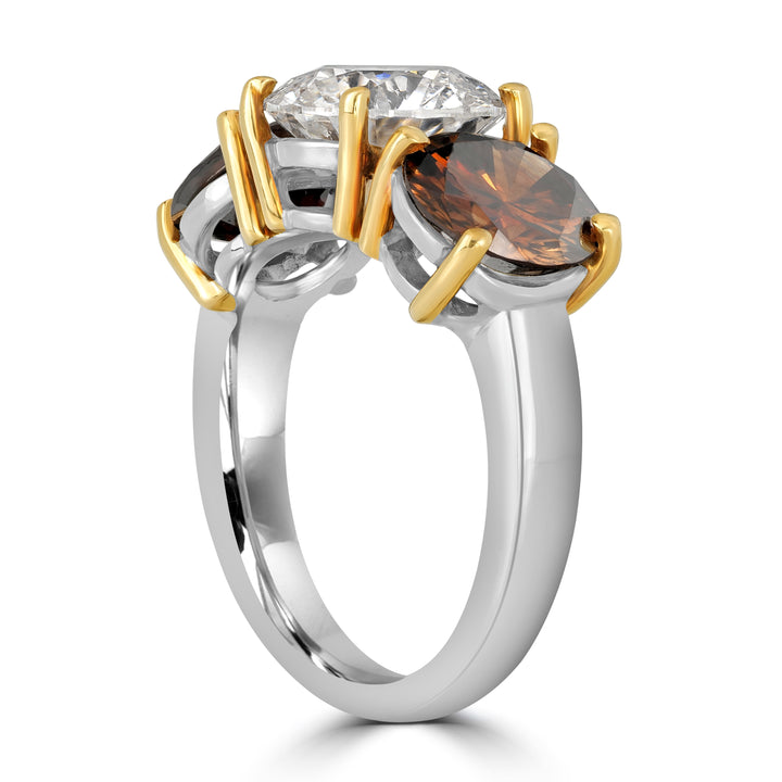 2.65 ct Solitaire Three Stones Round Diamond Ring in Platinum