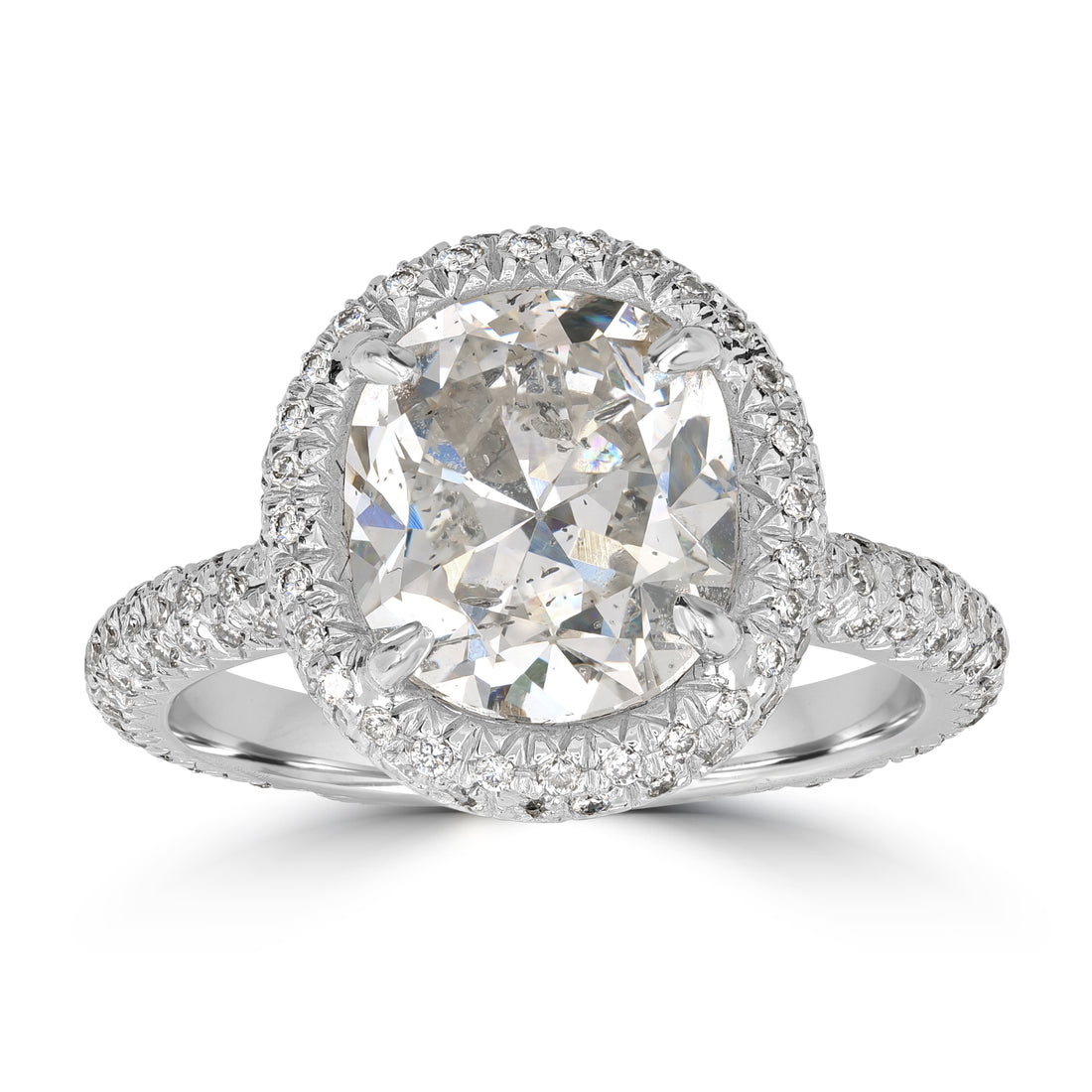 3.48 ct Solitaire Cushion Diamond Ring in Platinum