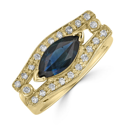 0.90ct Sapphire Gemstone & Diamond Ring