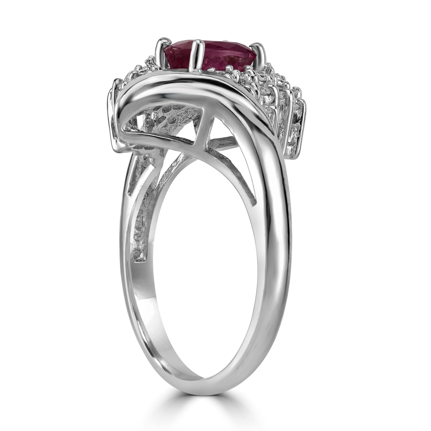 1.10ct Ruby Gemstone & Diamond Ring in 14K White Gold