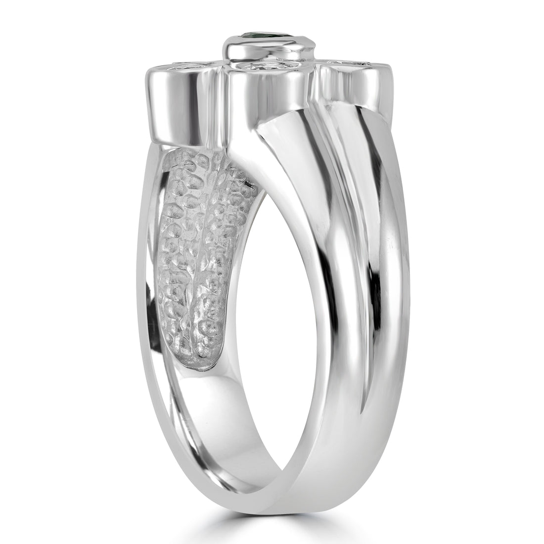 0.30 ct Emerald Gemstone & Diamond Ring in 14K White Gold