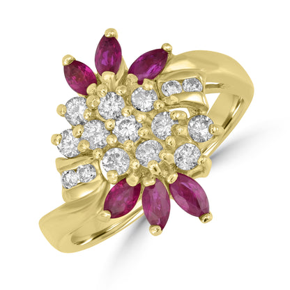 Ruby Gemstone & Diamond Ring in 14K Yellow Gold