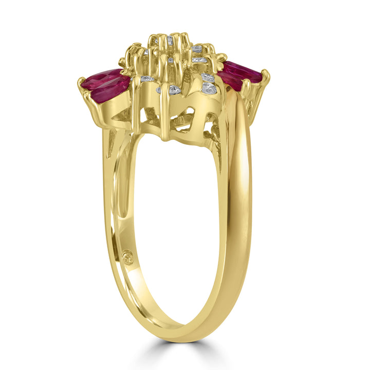 1.00 ct Ruby & Diamond Ring in 14K Yellow Gold