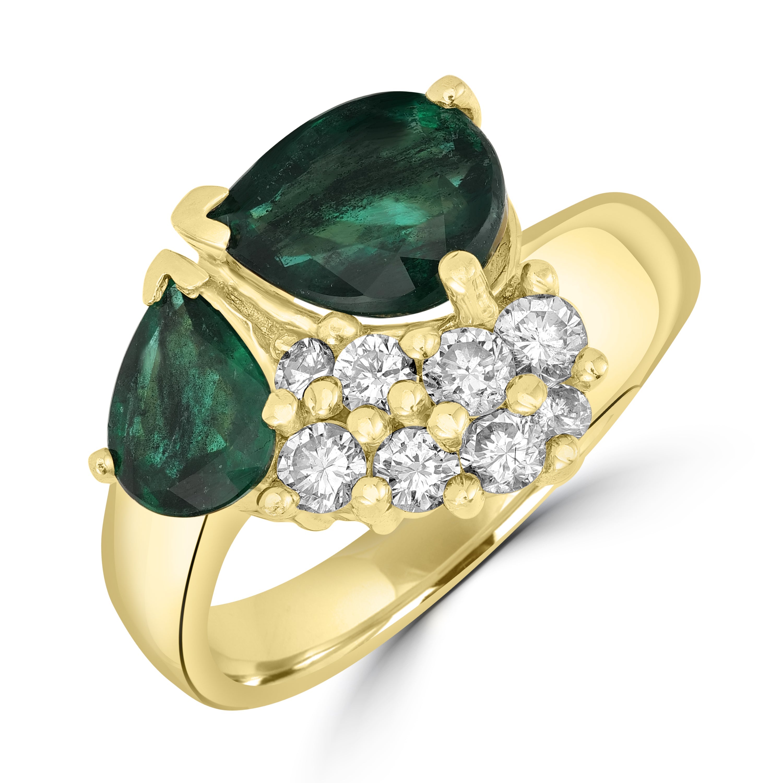 2.20 ct Emerald & Diamond Ring in 14K Yellow Gold