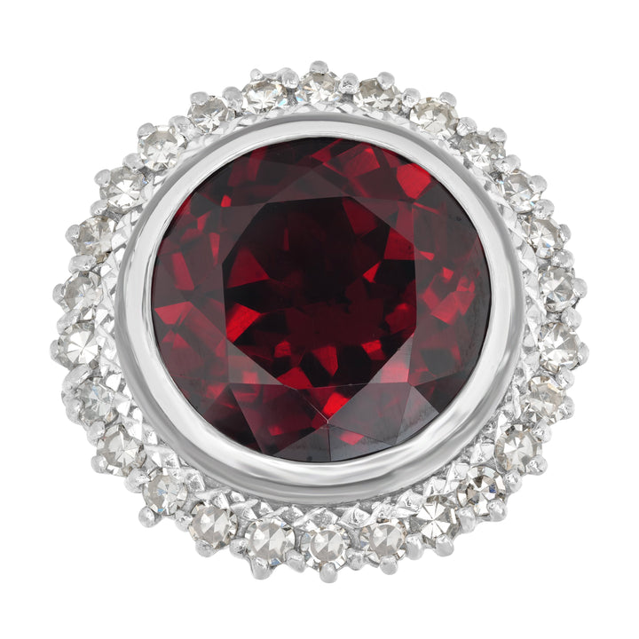 18.00 ct Spessartite Garnet & 1.00 ct Diamond Ring in Platinum