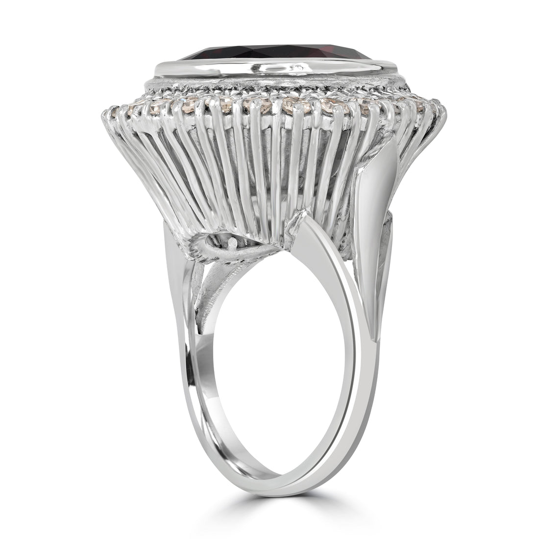 18.00 ct Spessartite Garnet & 1.00 ct Diamond Ring in Platinum