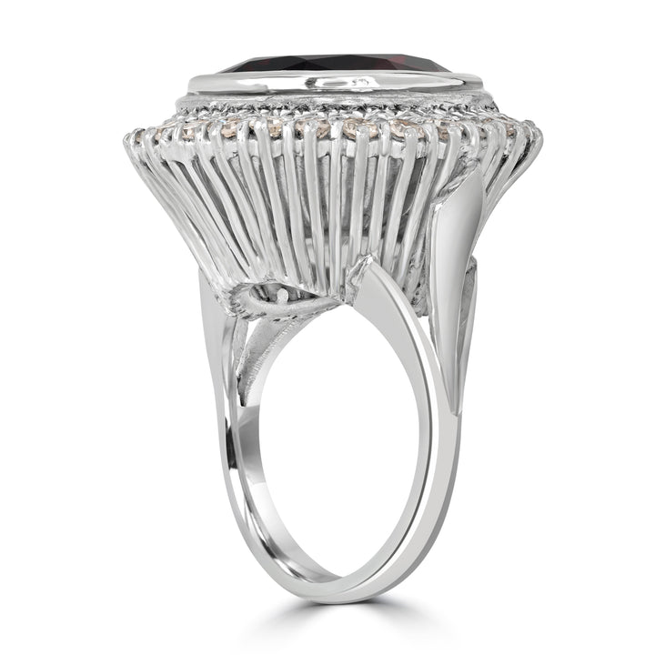 18.00 ct Spessartite Garnet & 1.00 ct Diamond Ring in Platinum