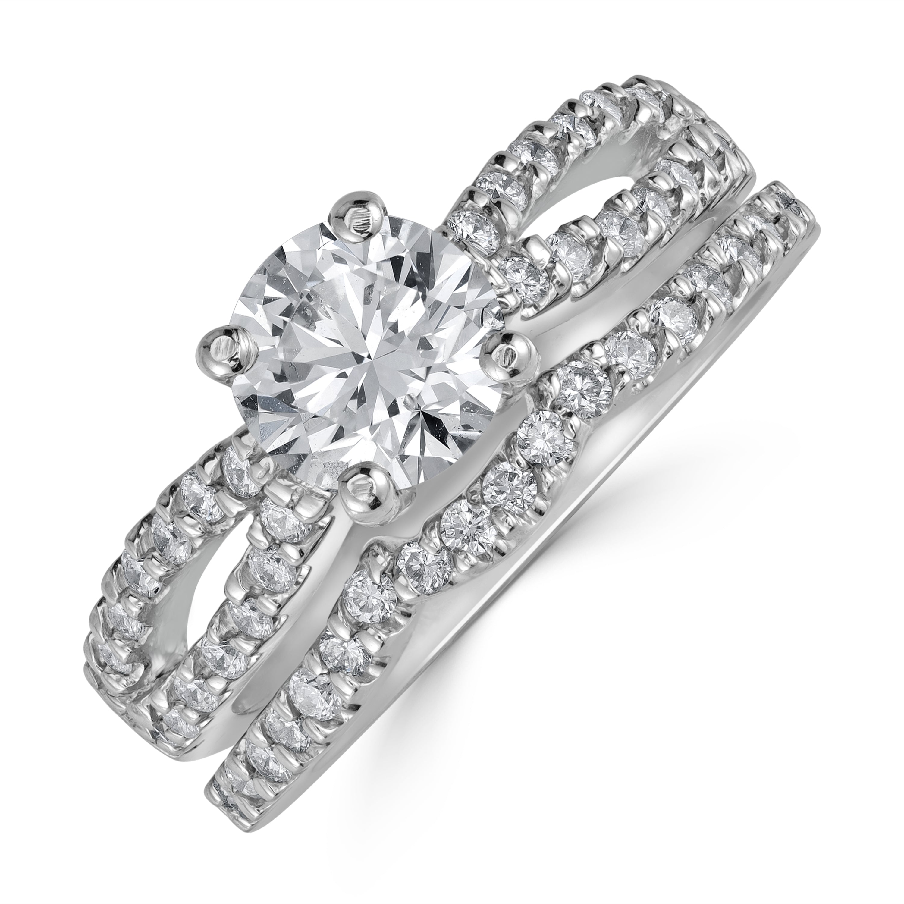 2.01 ctw Solitaire Engagement Ring Twin Set in 14K White Gold (1.24 ct Center - EGL Certified)