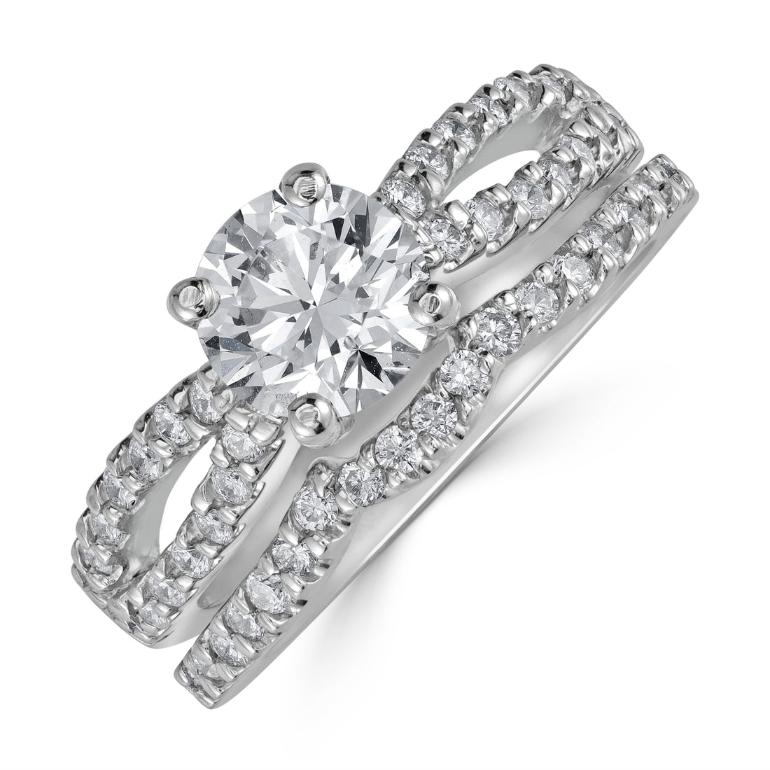 2.01 ctw Solitaire Engagement Ring Twin Set in 14K White Gold (1.24 ct Center - EGL Certified)