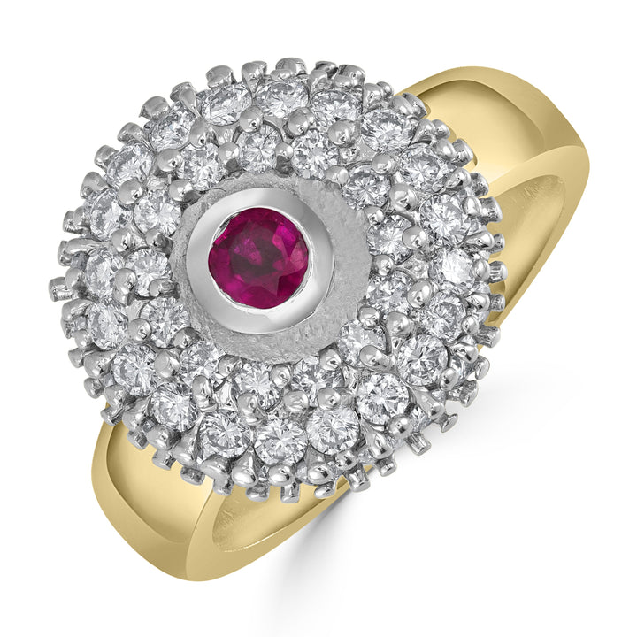 0.30 ct Ruby & Diamond Ring in 14K Yellow Gold