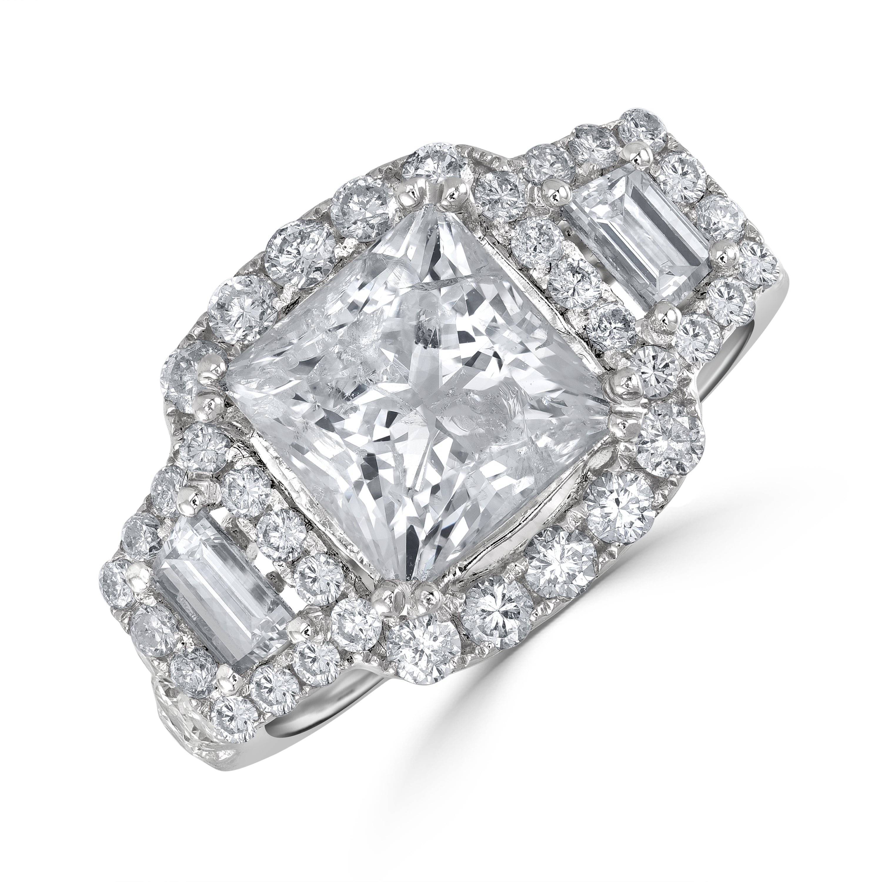 3.02 ct Solitaire Princess Cut Diamond Engagement Ring - Certified