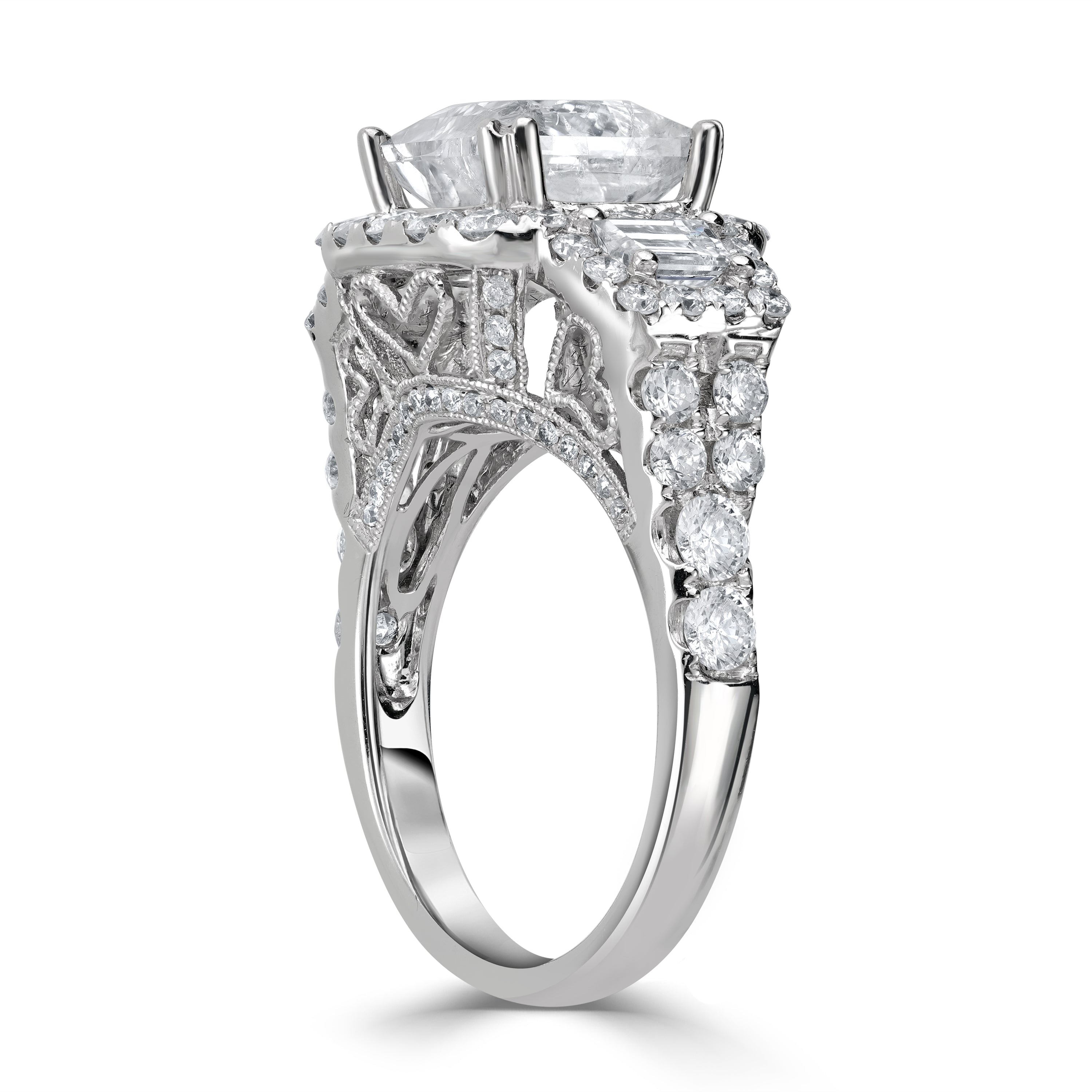 3.02 ct Solitaire Princess Cut Diamond Engagement Ring - Certified