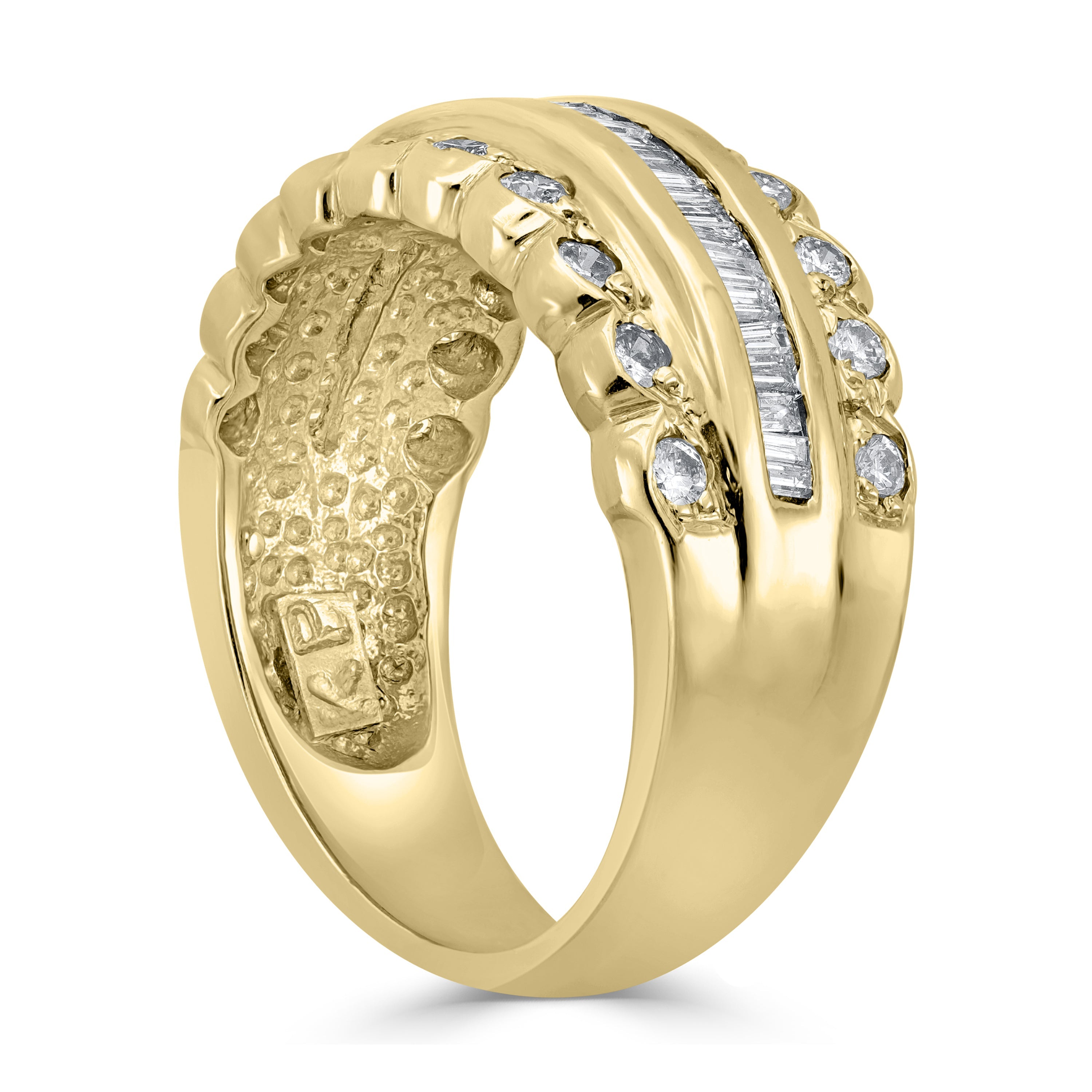 0.85 ct Three-Row Diamond Band in 14K Yellow Gold