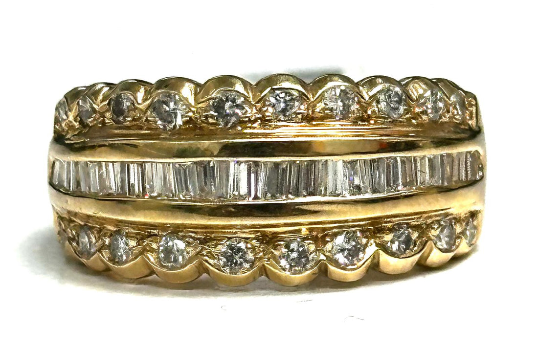 0.85 ct Three-Row Diamond Band in 14K Yellow Gold