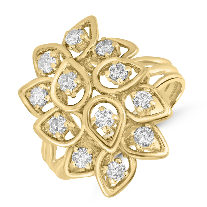 Flower Diamond Ring In Yellow Gold