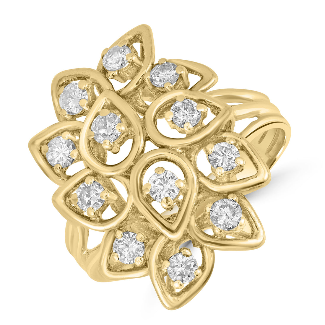 0.50 ct Flower Diamond Ring In 14K Yellow Gold