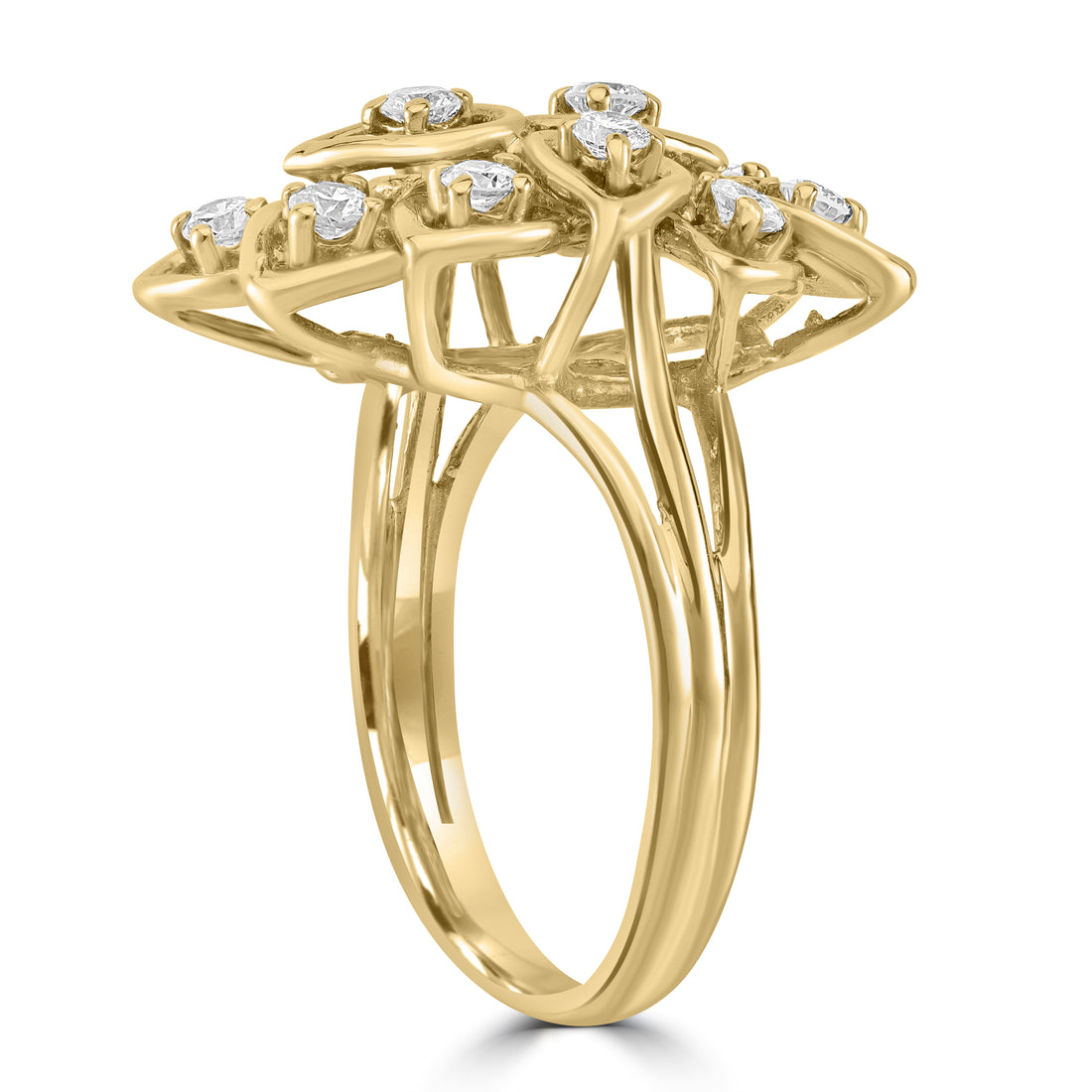 Flower Diamond Ring In Yellow Gold