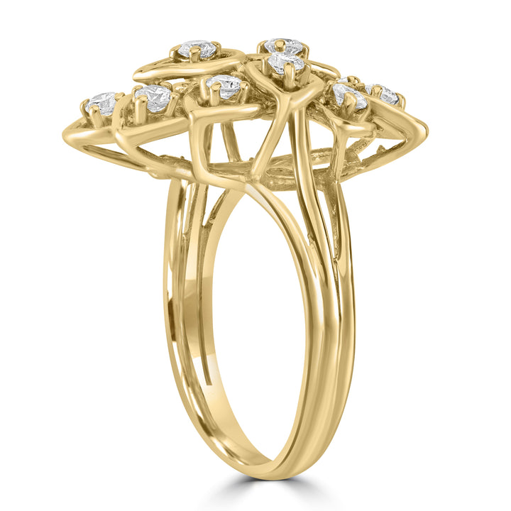 0.50 ct Flower Diamond Ring In 14K Yellow Gold