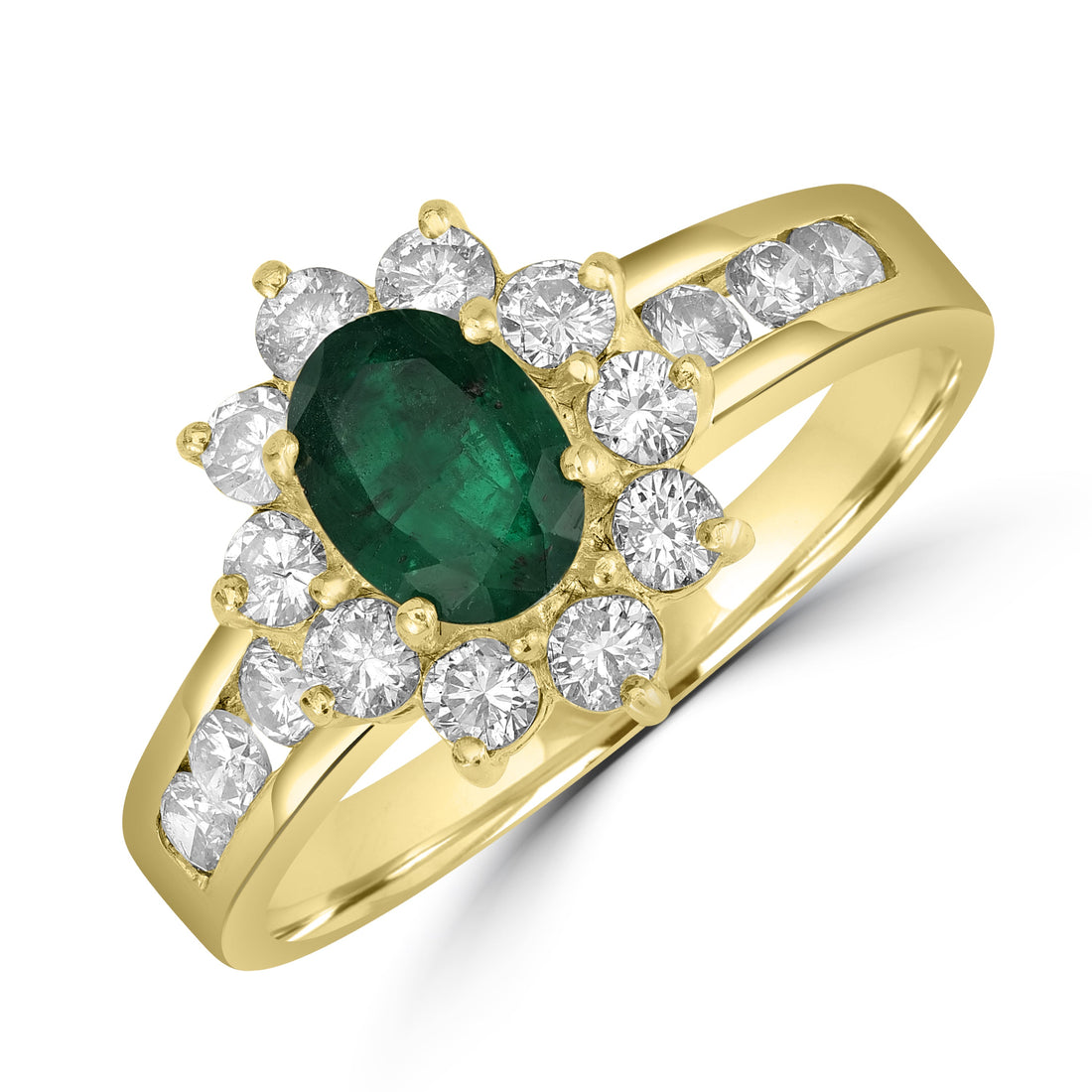 1.00 ct Emerald & Diamond Ring in 14K Yellow Gold
