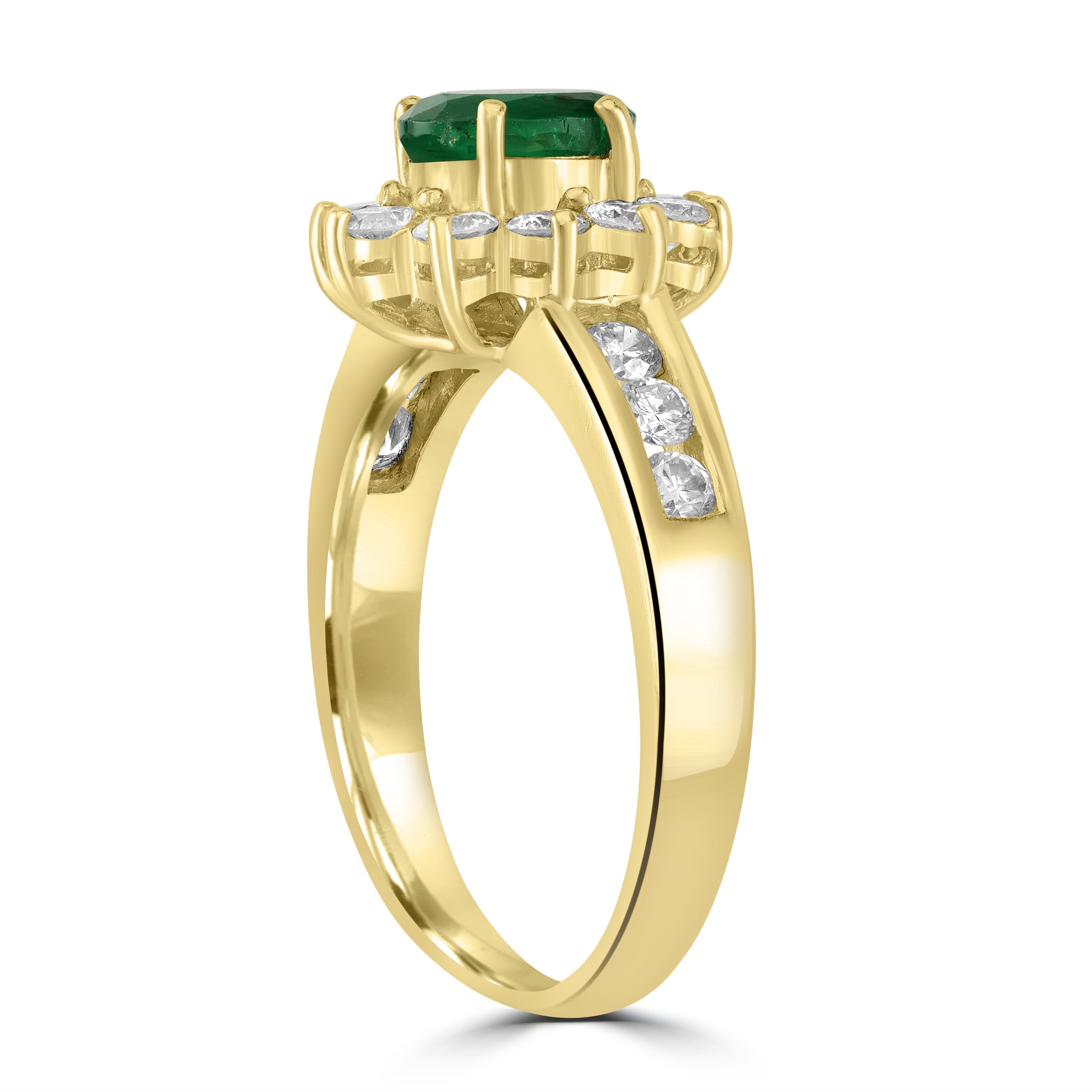 1.00 ct Emerald & Diamond Ring in 14K Yellow Gold