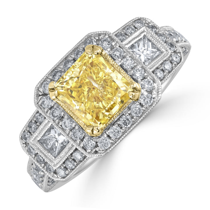 1.50 ct Princess Cut Solitaire Diamond Engagement Ring in 14K White Gold - GIA Certified