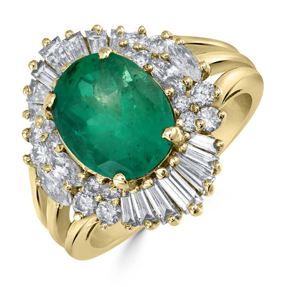 3.53ct Emerald Gemstone & Diamond Ring