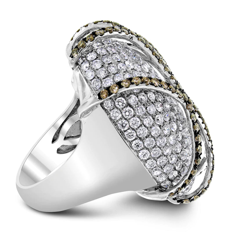 White & Brown Diamond Ring in White Gold