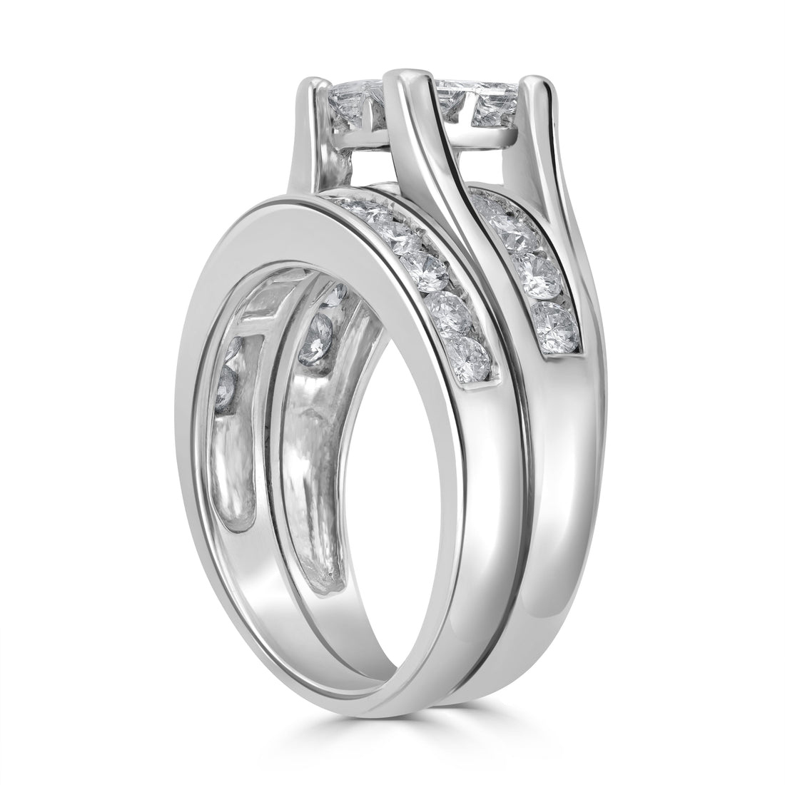 2.00 ct Princess Cut Cluster Engagement Ring in 14K White Gold