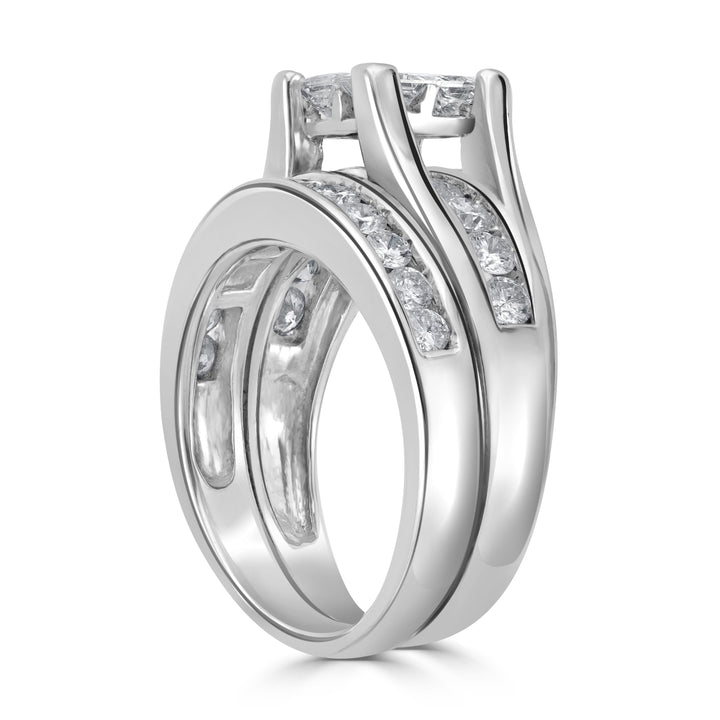 2.00 ct Princess Cut Cluster Engagement Ring in 14K White Gold