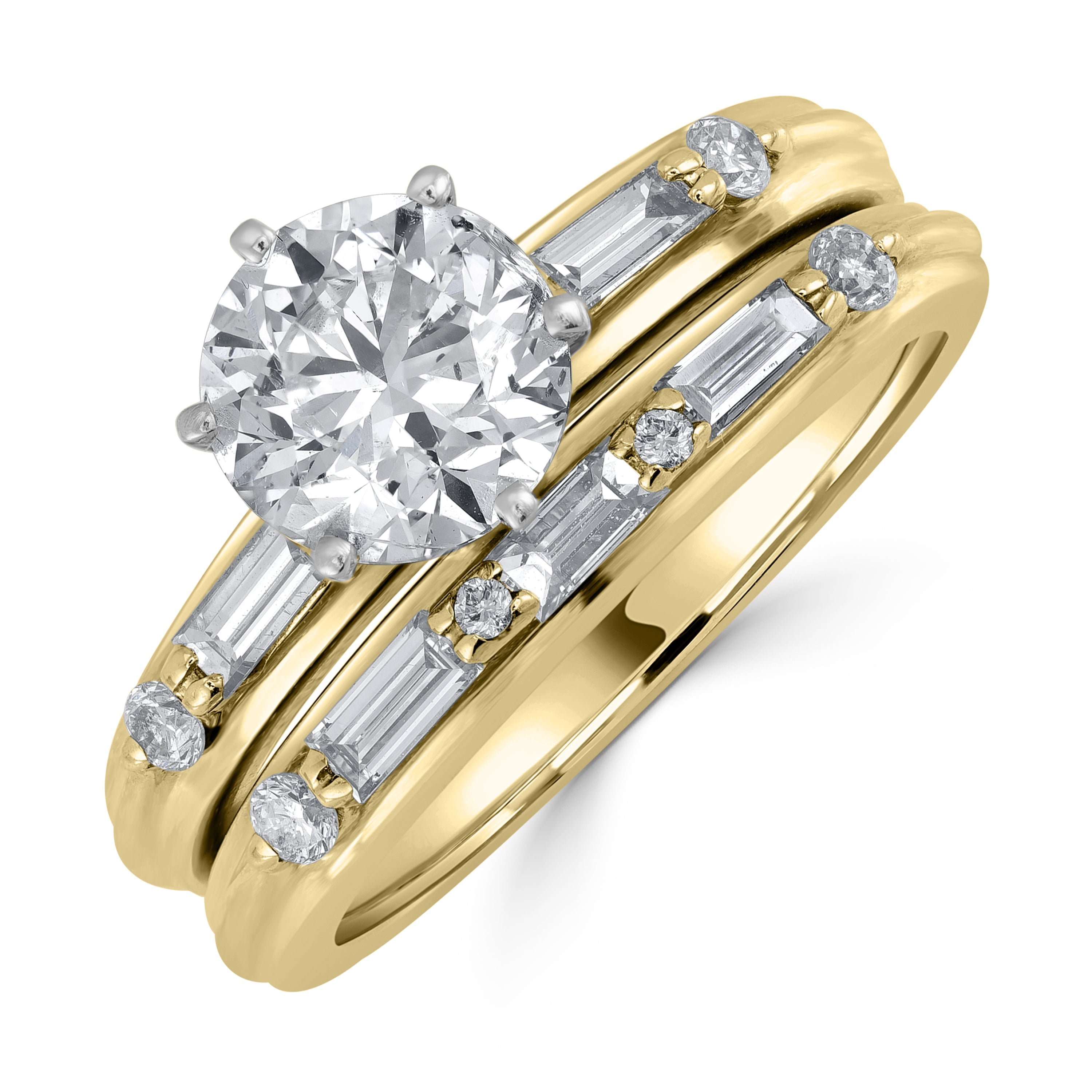 1.50 ct Solitaire Engagement Ring Twin Set in 14K Yellow Gold - EGL Certified
