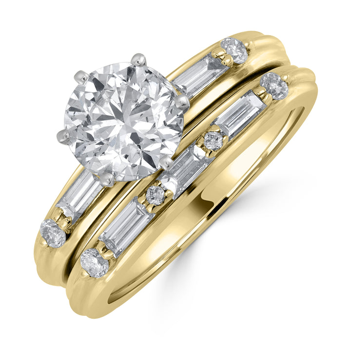 1.50 ct Solitaire Engagement Ring Twin Set in 14K Yellow Gold - EGL Certified