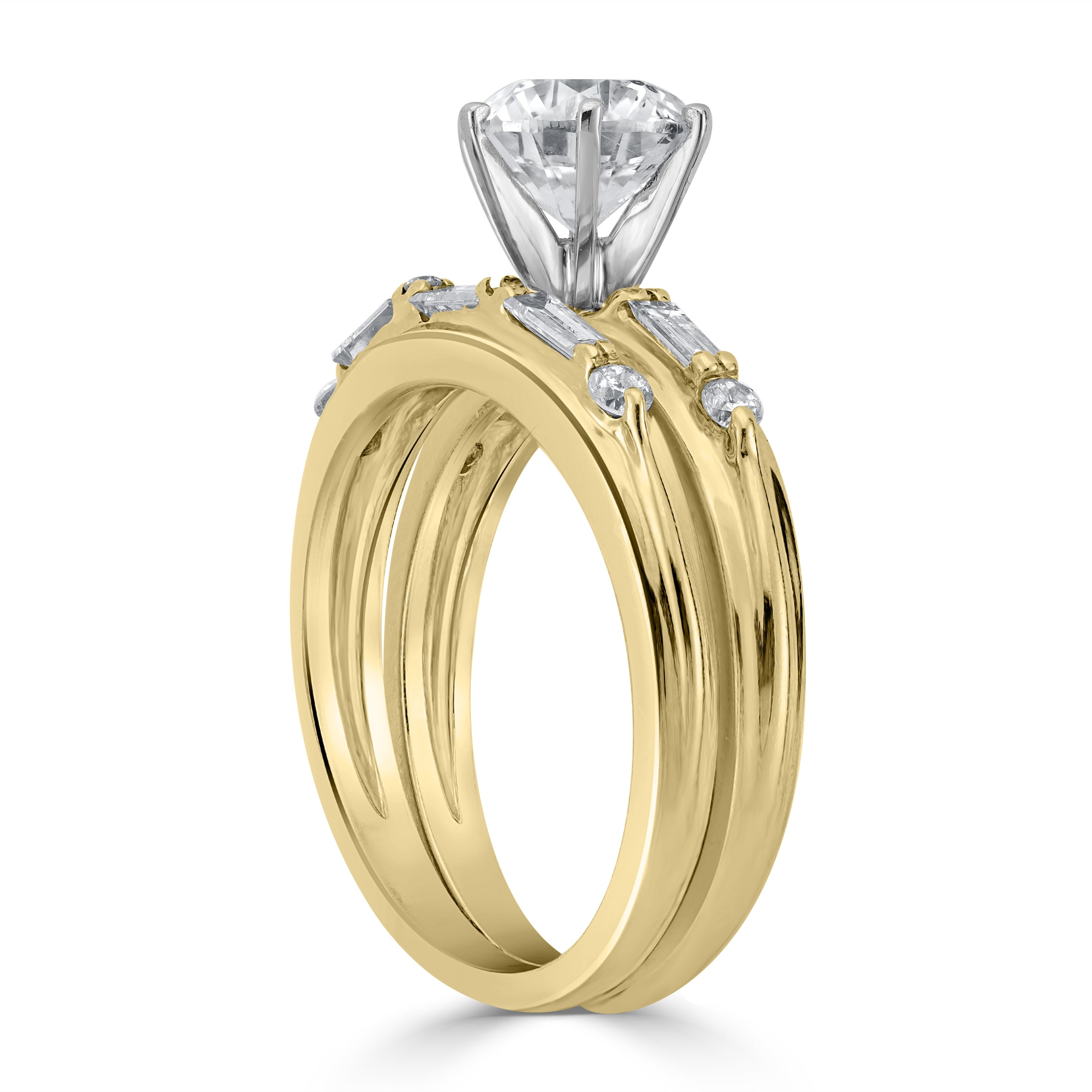 1.50 ct Solitaire Engagement Ring Twin Set in 14K Yellow Gold - EGL Certified