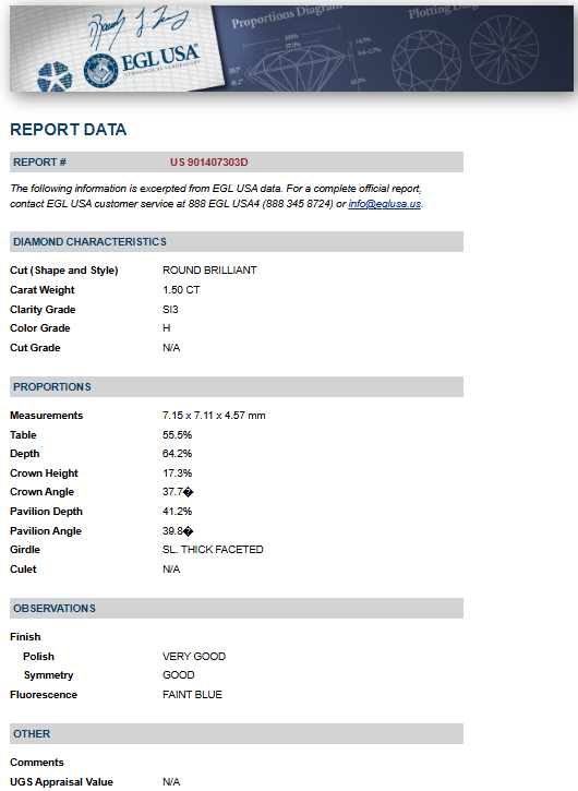 1.50 ct Solitaire Engagement Ring Twin Set in 14K Yellow Gold - EGL Certified