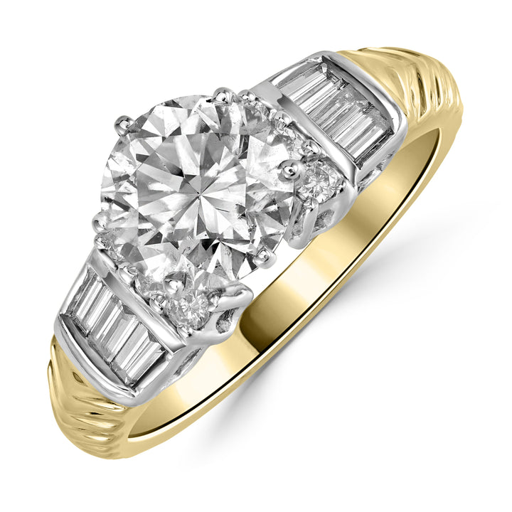 1.75 ct Solitaire Diamond Engagement Ring in 14K Two Tone White and Yellow Gold - EGL Certified