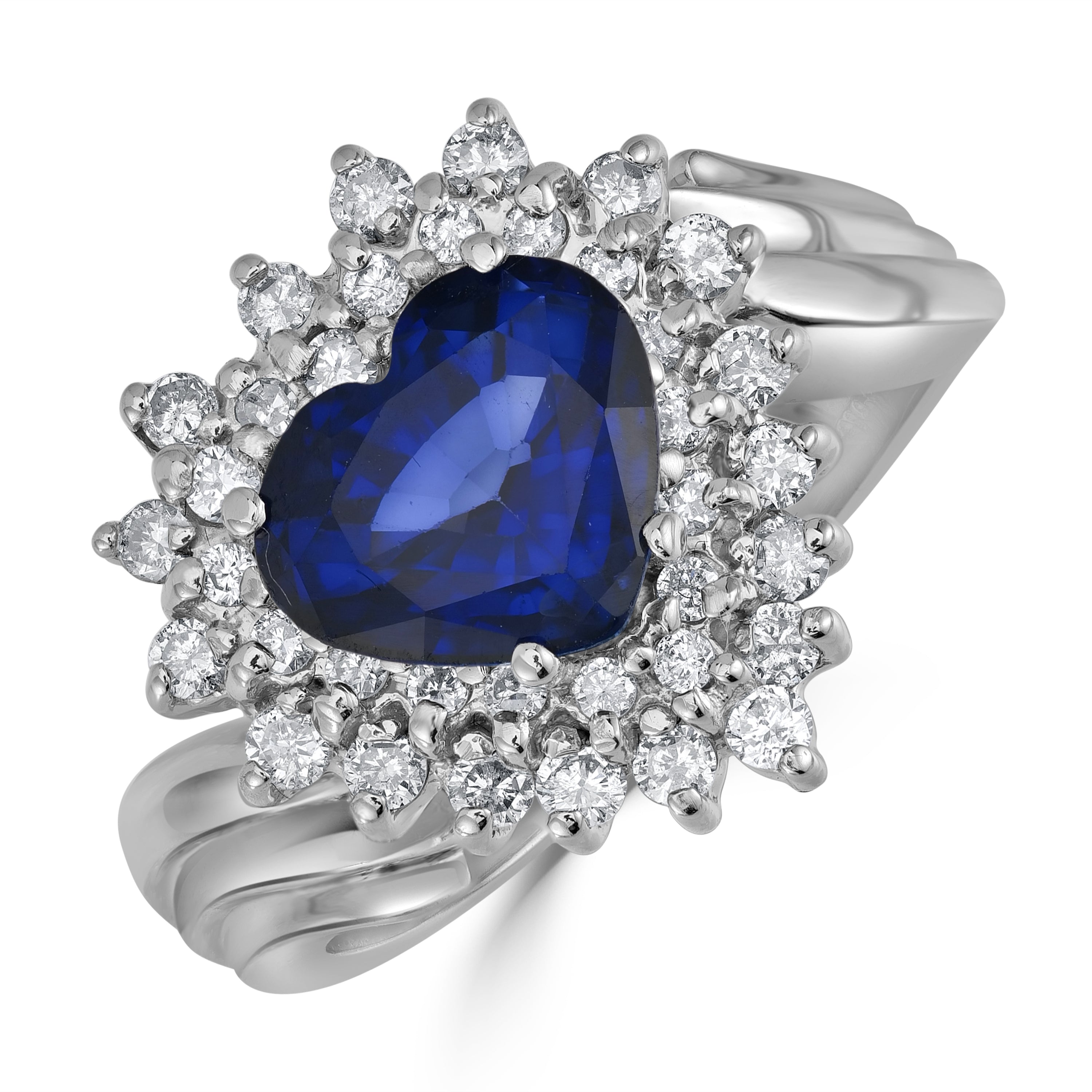 2.69 ct Sapphire Gemstone & Diamond Ring in 14K White Gold