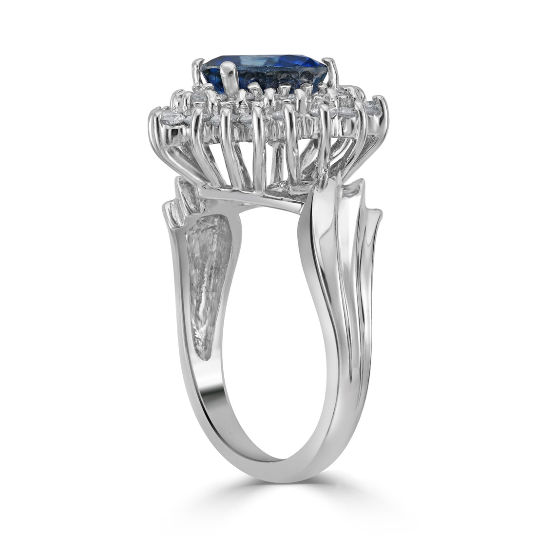 2.69 ct Sapphire Gemstone & Diamond Ring in 14K White Gold