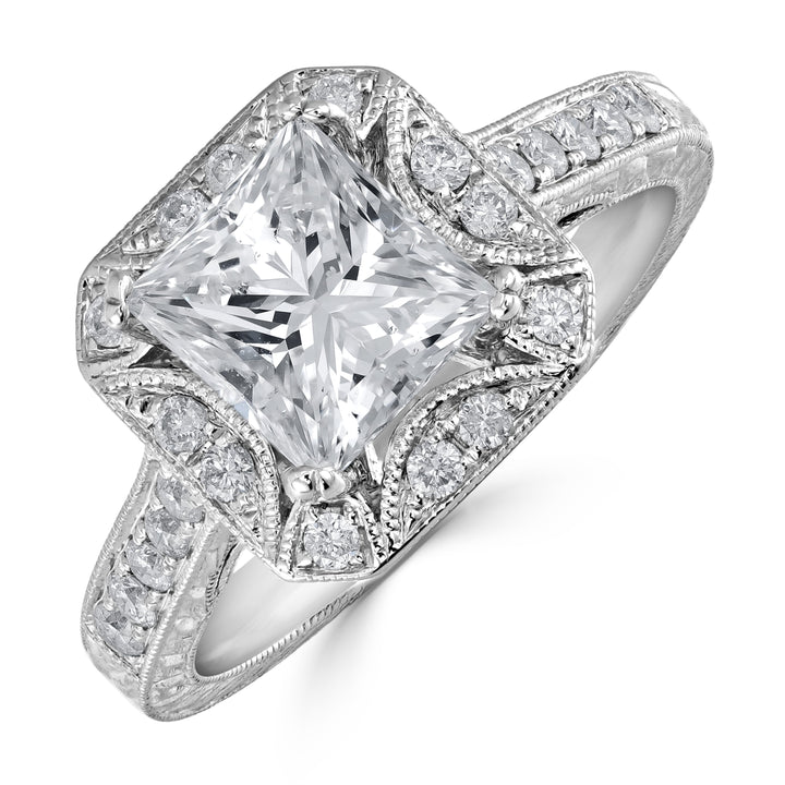 2.47 ctw Solitaire Princess Cut Engagement Ring in 14K White Gold (2.02 ct Center - EGL Certified)