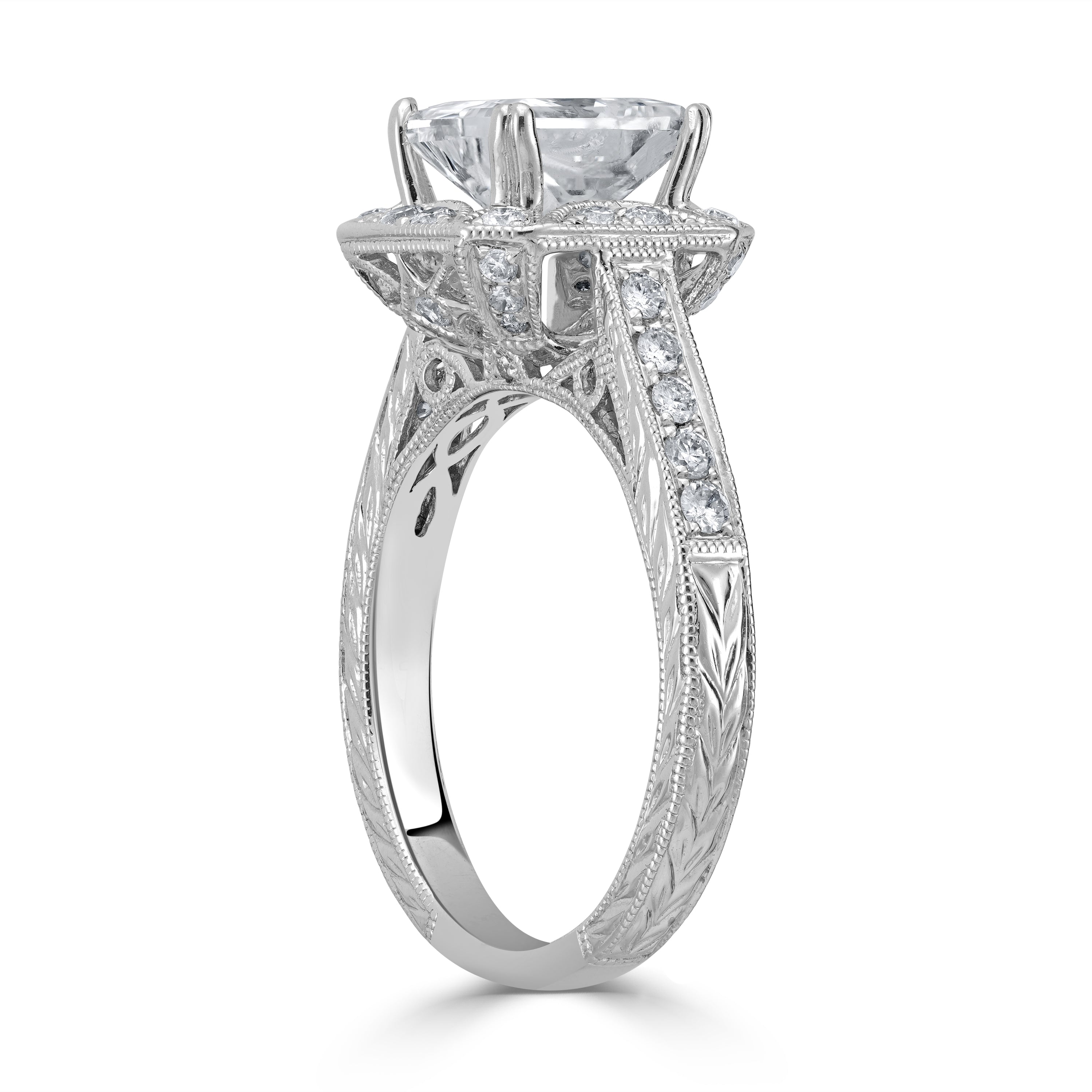 2.47 ctw Solitaire Princess Cut Engagement Ring in 14K White Gold (2.02 ct Center - EGL Certified)