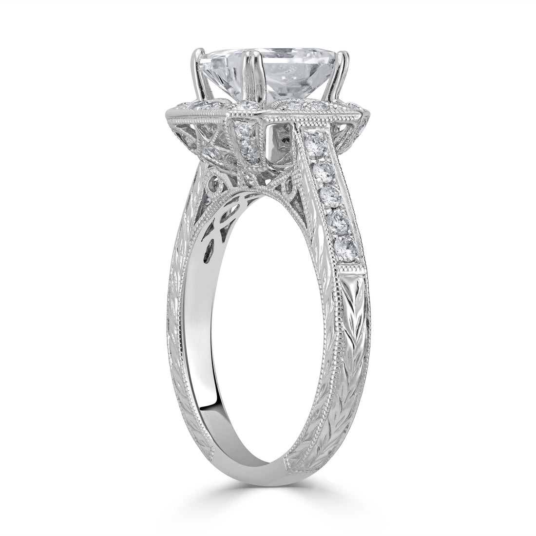 2.47 ctw Solitaire Princess Cut Engagement Ring in 14K White Gold (2.02 ct Center - EGL Certified)