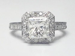 2.47 ctw Solitaire Princess Cut Engagement Ring in 14K White Gold (2.02 ct Center - EGL Certified)
