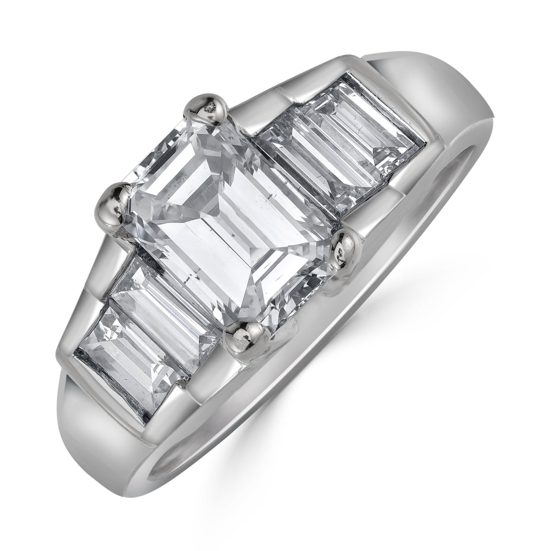 2.01 ctw Solitaire Emerald Cut Engagement Ring in 14K White Gold