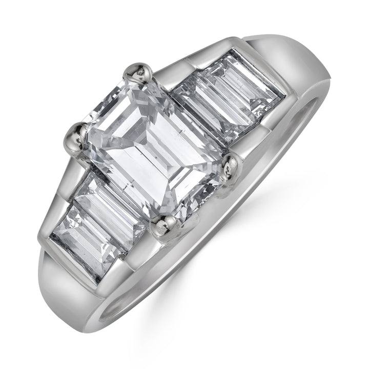 2.01 ctw Solitaire Emerald Cut Engagement Ring in 14K White Gold