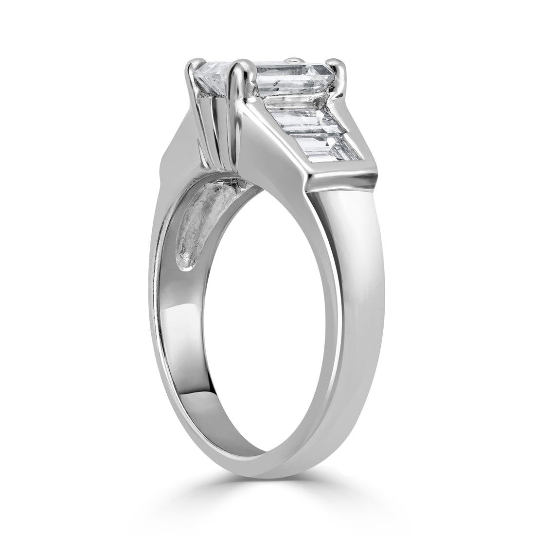 2.01 ctw Solitaire Emerald Cut Engagement Ring in 14K White Gold