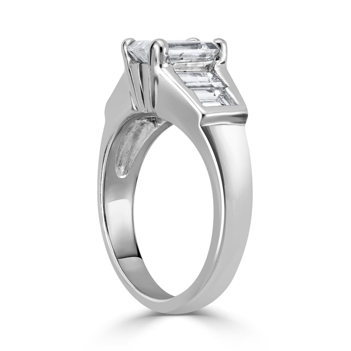2.01 ctw Solitaire Emerald Cut Engagement Ring in 14K White Gold