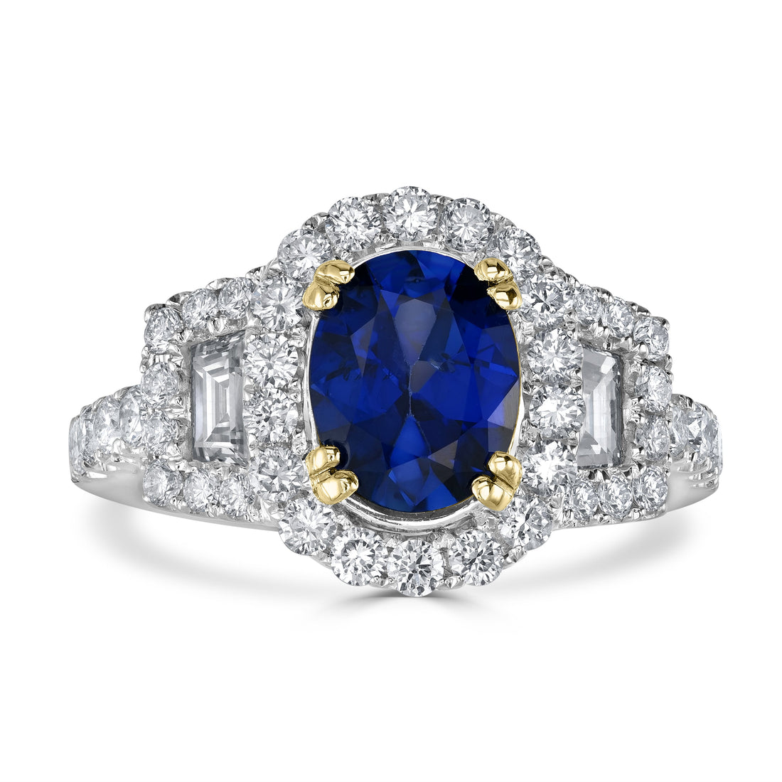 1.78 ct Sapphire Gemstone & Diamond Ring in 14K White Gold