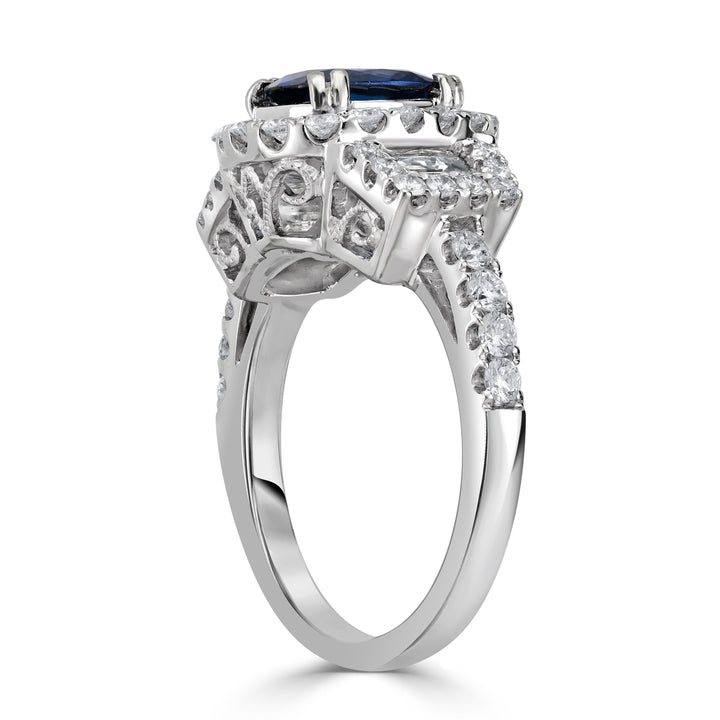 1.78 ct Sapphire Gemstone & Diamond Ring in 14K White Gold