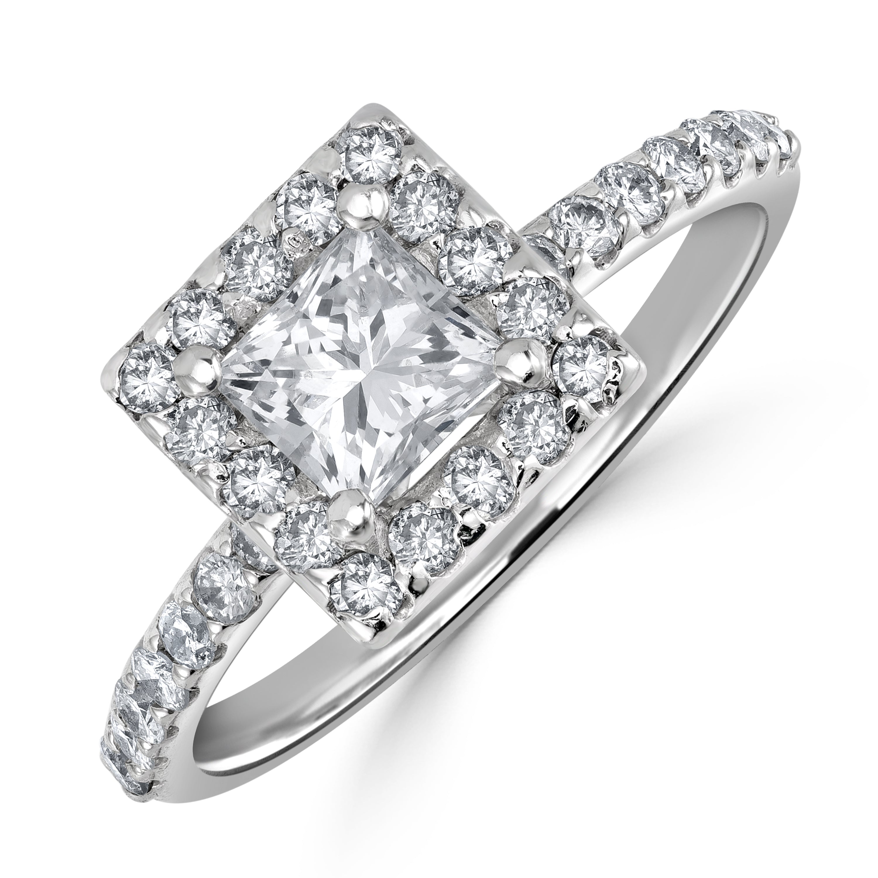 0.72 ct Solitaire Princess Cut Engagement Ring in 14K White Gold