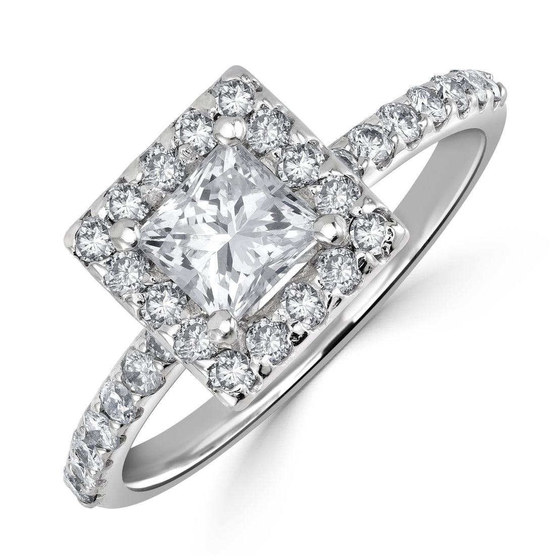 0.72 ct Solitaire Princess Cut Engagement Ring in 14K White Gold