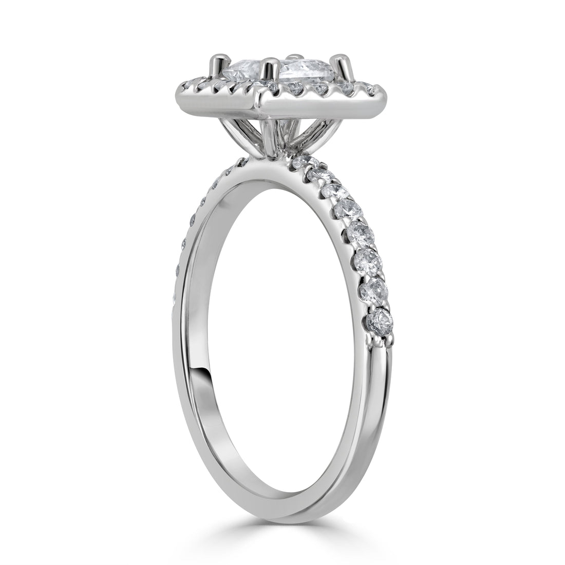 0.72 ct Solitaire Princess Cut Engagement Ring in 14K White Gold