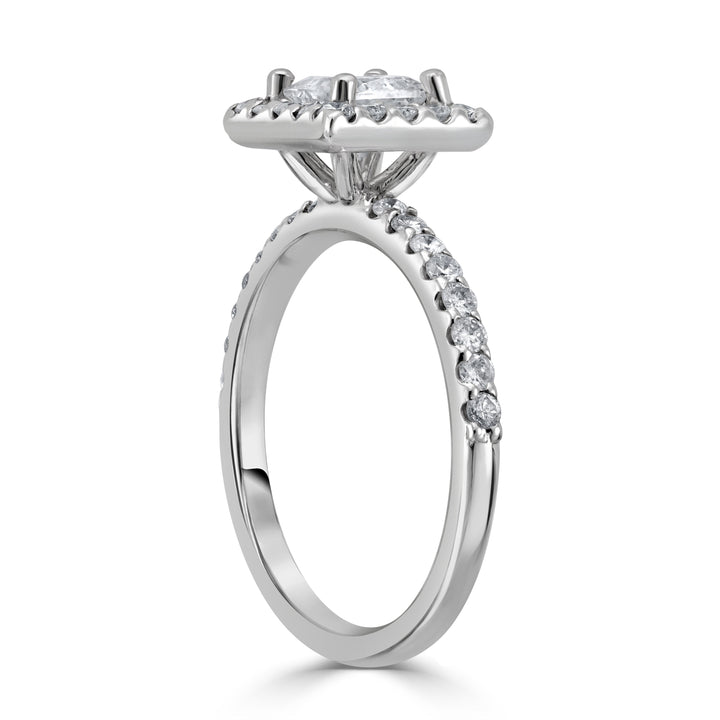 0.72 ct Solitaire Princess Cut Engagement Ring in 14K White Gold